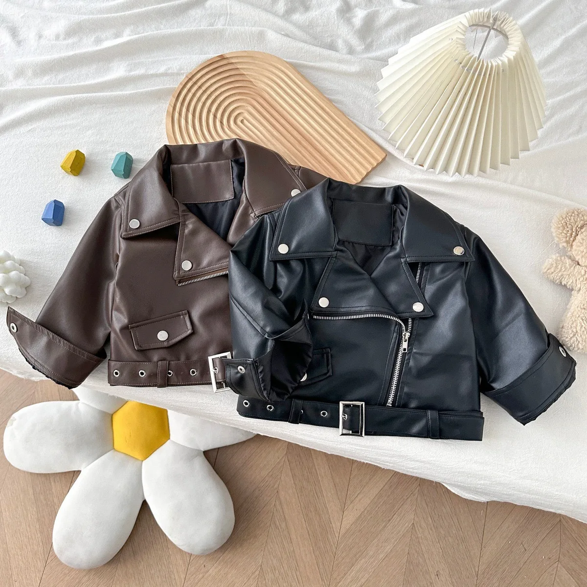 

Кожаные куртки для девочек, весна-осень 2026, модные детские куртки для мальчиков, верхняя одежда для подростков, для улицы, 7 лет