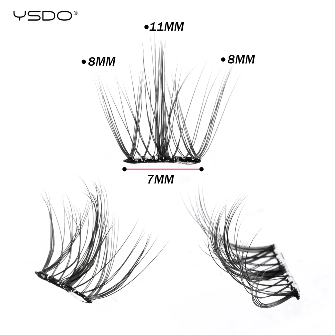 YSDO Selbstklebende Wimpern, 10 Reihen, DIY, natürliche Cluster-Wimpern mit Pinzette, kein Kleber erforderlich, individuelle Wimpernverlängerung, wiederverwendbar – Detail 4
