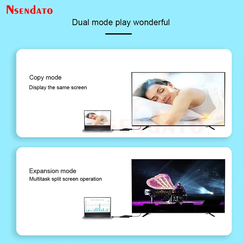 محول متوافق مع USB إلى HDMI ، محول P لهاتف Andriod ، Macbook ، Windows ، PC ، TV ، USB