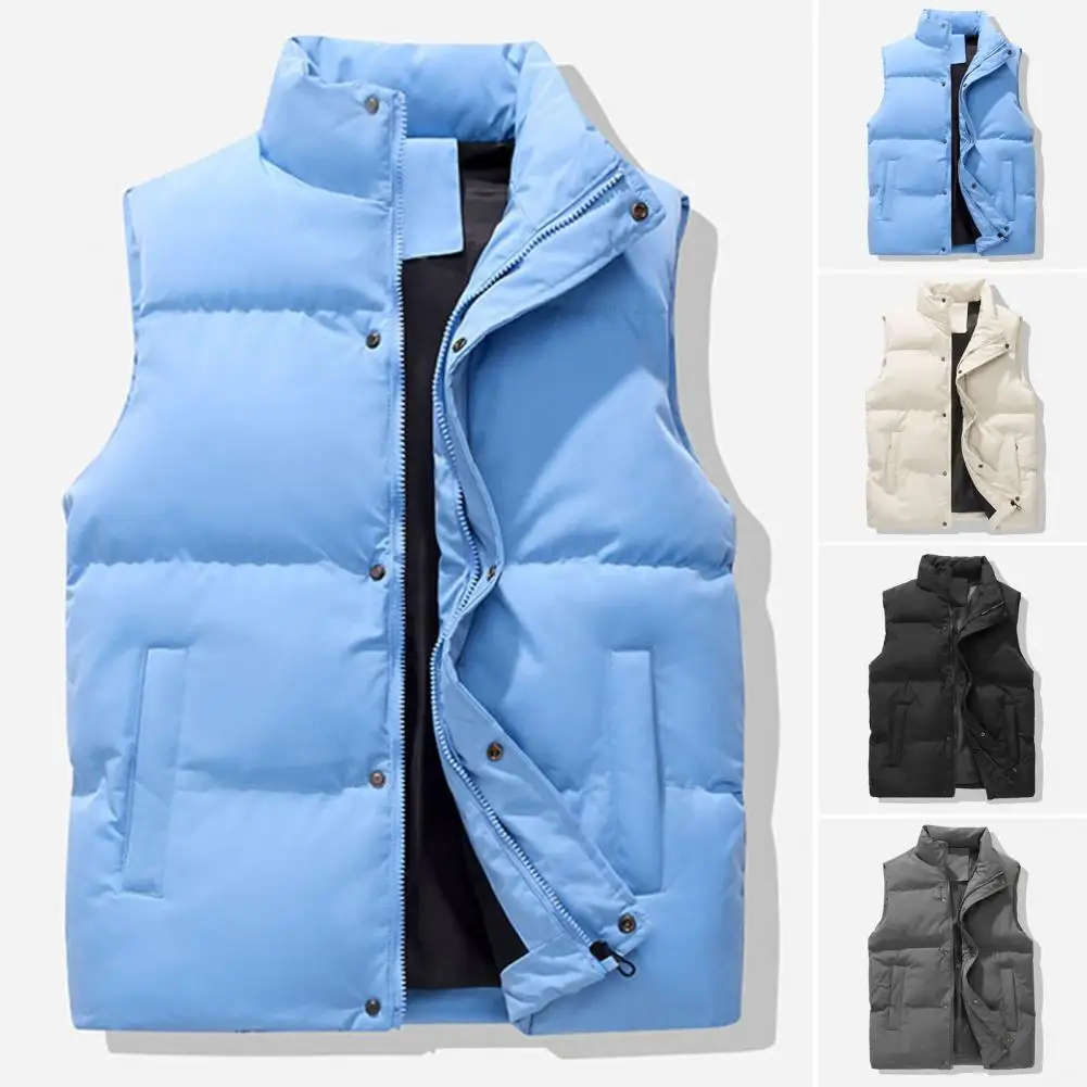 

Mens Vest Jacket Warm Sleeveless Jackets Winter Waterproof Zipper Coat Autumn Stand-up Collar Casual Waistcoat Brand Clothing