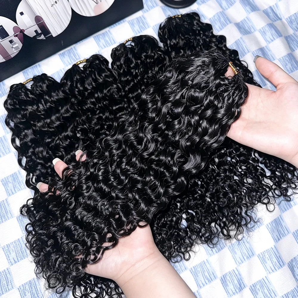 For Braiding Twist 16-24 Inch Loops Hook Curly 100% Human Hair Extension For Braiding Boho Braids Light Small Spirals Loops Feather Miracle Hair 2 3 4 5 Pcs Hooks Pre Separated Without Knot 60g/Bundle Deep Wave Human Hair Strands