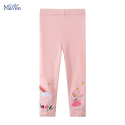 Little maven 2024 Baby Girls Pants Pink Fairy Rainbow Leggings Cotton Lovely Comfort Trousers Toddler Kids Clothes 2-7 years