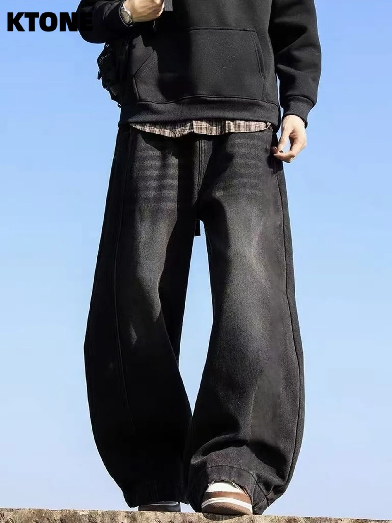 

Unisex Denim Pants Black Baggy For Man Light Retro Y2K Drip No accessories or belts included