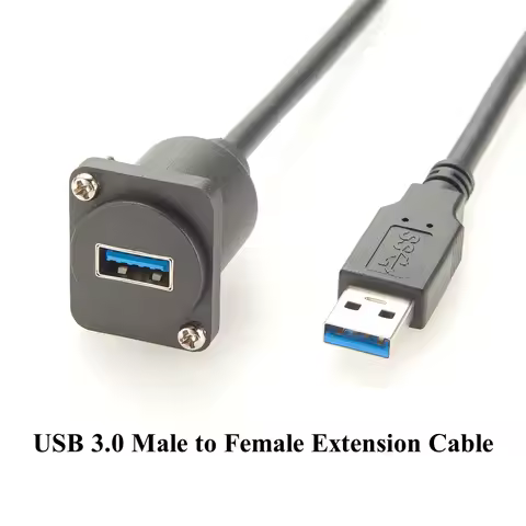D Type USB 3.0 Male to Female Extension Cable Type A XLR Panel Mount Convertor USB A Pass Through Chassis Flange Coupler Cable