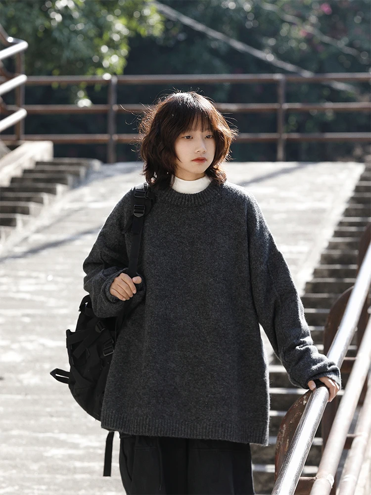 

Autumn Winter New Sle Japanese Retro Color Soft round Ne Knitted Sweater Men Women Loose Lazy Base Layer irt