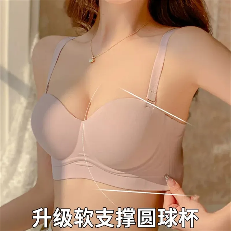 European  Bra Women\'s Underwear Fashion Push Up Brassiere Girl No Steel Ring Comfort Bra Sexy Solid Color Underwear Lingerie