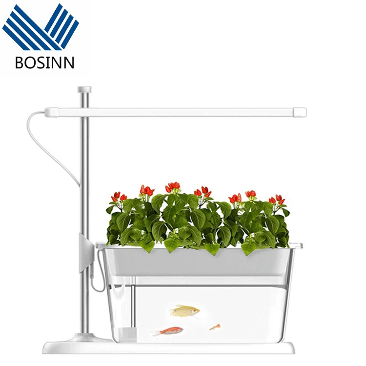 Table Aquaponic Vegetable Rack Kindergarten Decoration Home Office LED Grow Lights Fish Tank Micro-ecological System