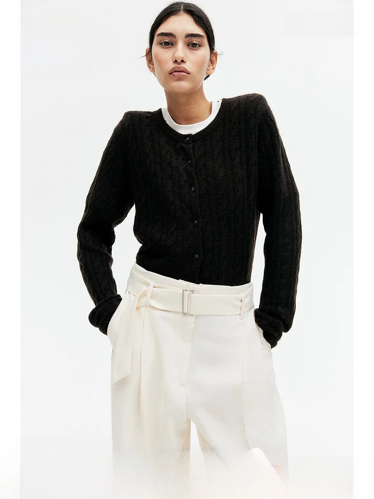 

Spring Faion Casual Women's Pants with Wide Belt H&M Ladies Premium Trousers Suit/Western Pants