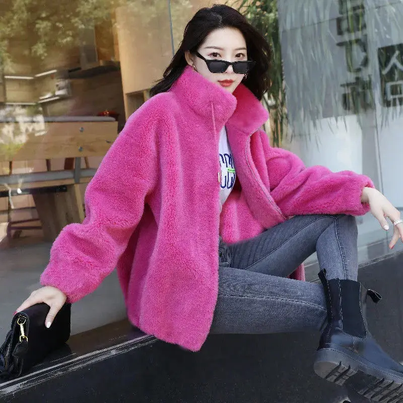 Double-Faced Woolen Coat 2025 Winter Korean High-End Women's Mid-Length Fashionable Lamb Wool Jacket Double-Faced Cashmere Coat