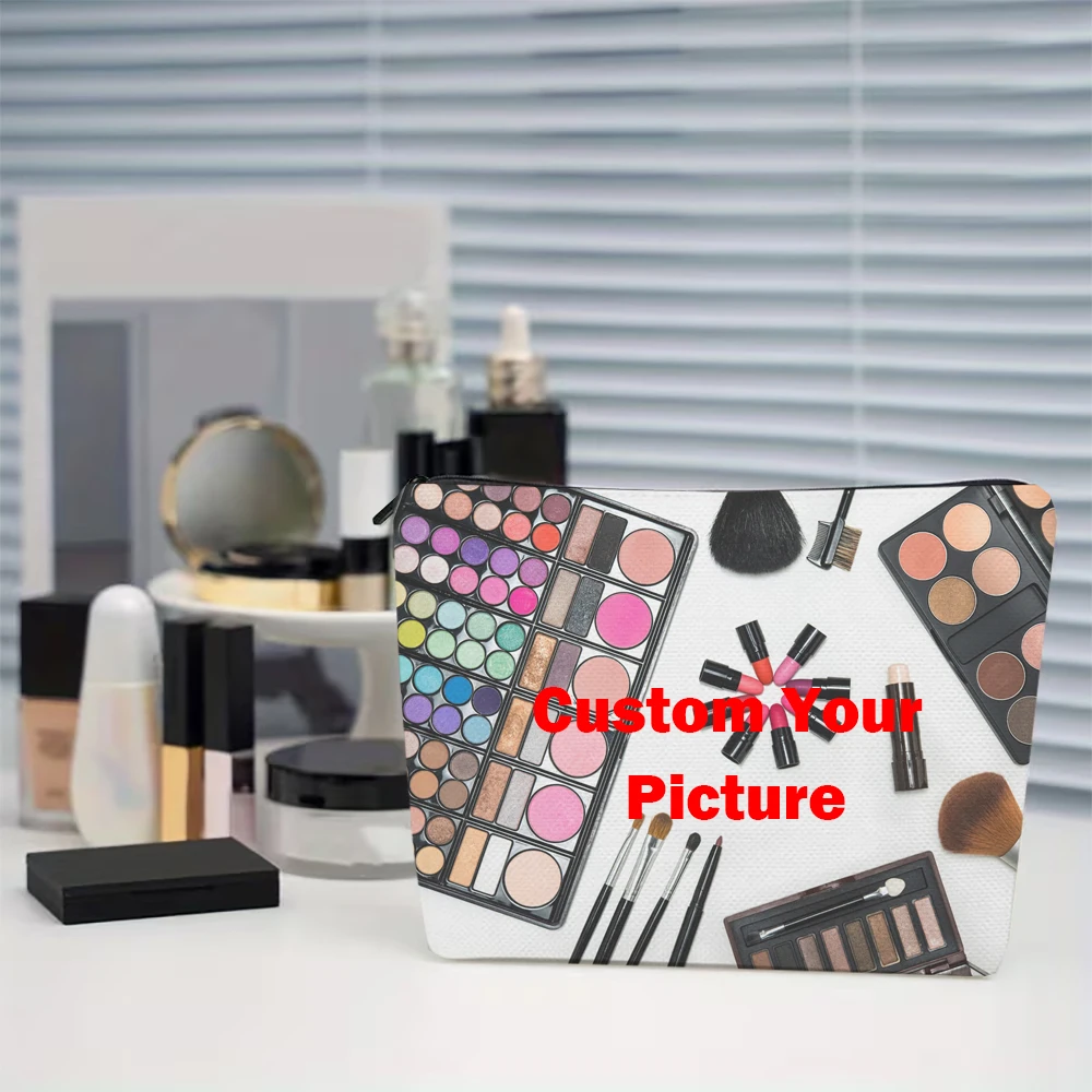 Custom Photo Cosmetic Bag Personalized Travel Toiletry Organizer Zippered Storage Case Lightweight Cosmetic Pouch Ladies Gift