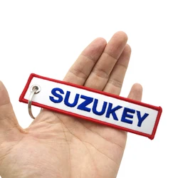 New JDM SUZUKEY logo Key Chain For Motocycle Key Ring Cars Keychain Gifts Double Sided Embroidery Fashion Keychain Auto parts
