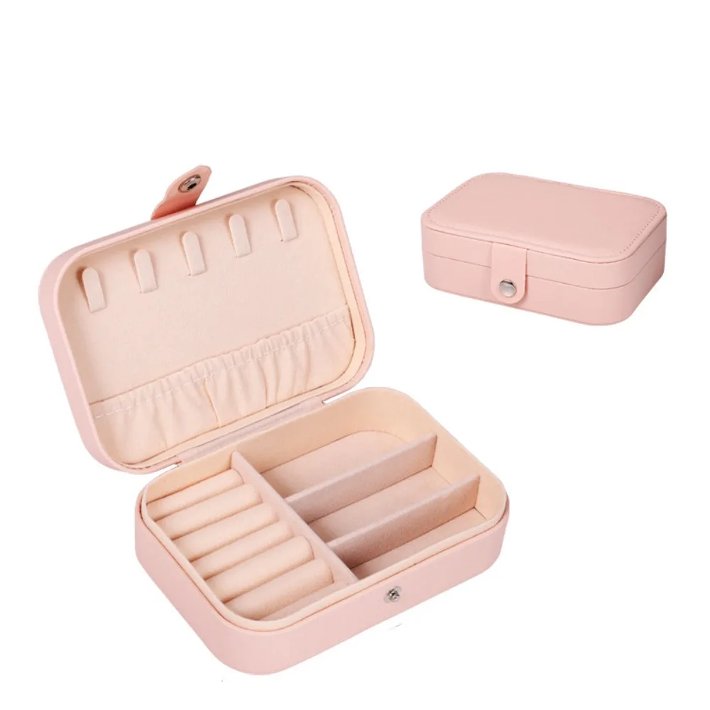 

Portable Vintage Jewelry Storage Box Square PU Leather Necklace Ring Case Jewelry Display Case Mini Earring Organizer Women