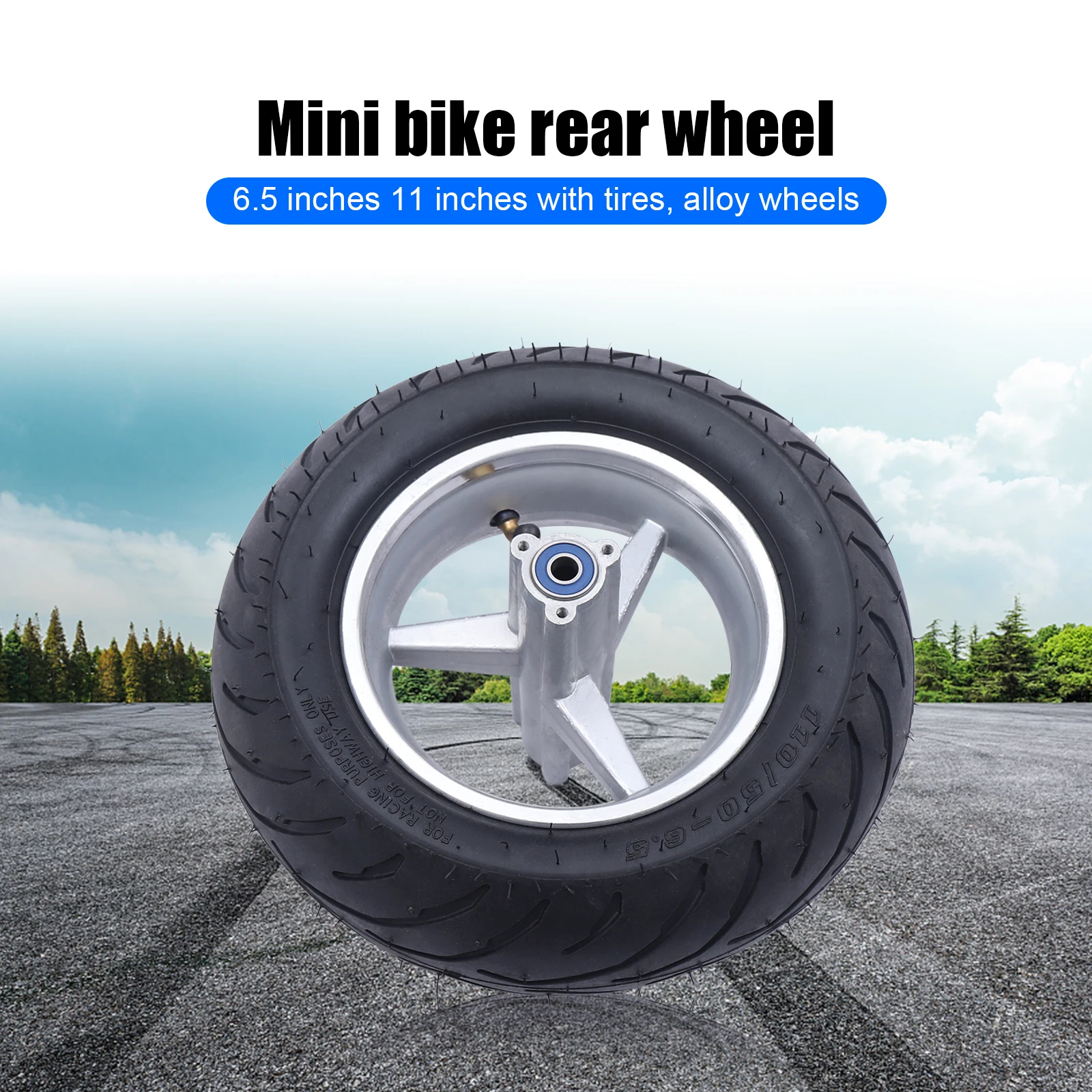 Mini Pocket Bike Rear Wheel Tire Rim w/Alloy Rim Hub Inner Tube High-Quality Wheel 110/50-6.5 Durable Bike Wheel