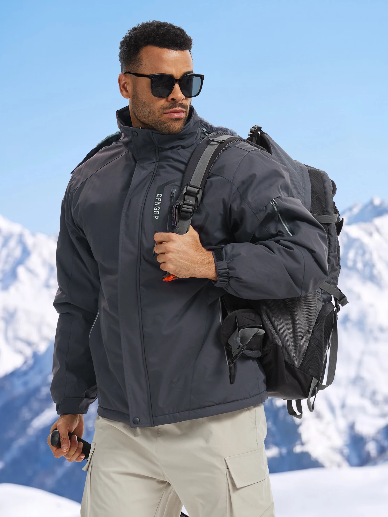 Winter Wasserdichte Winddichte Fleece-Gefütterte Jacken Herren Wanderjacken Outdoor Abnehmbare Kapuzenmäntel Ski Snowboard Oberbekleidung – Detail 26
