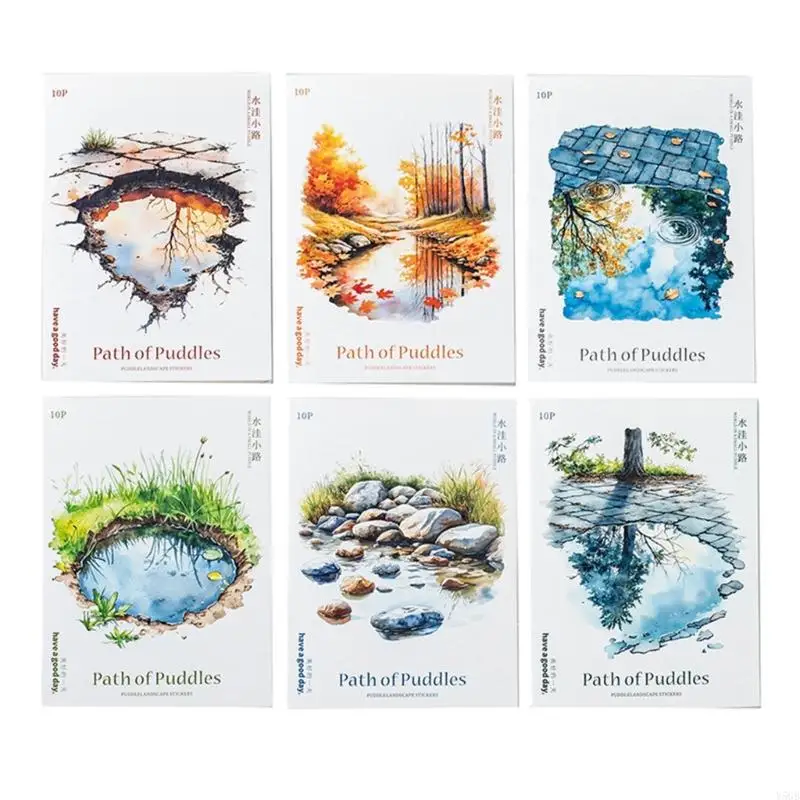 Miniature Landscape PET Adhesive Panes Pocket Sized Artistic Designs For Planners Sketchbooks Y5GB