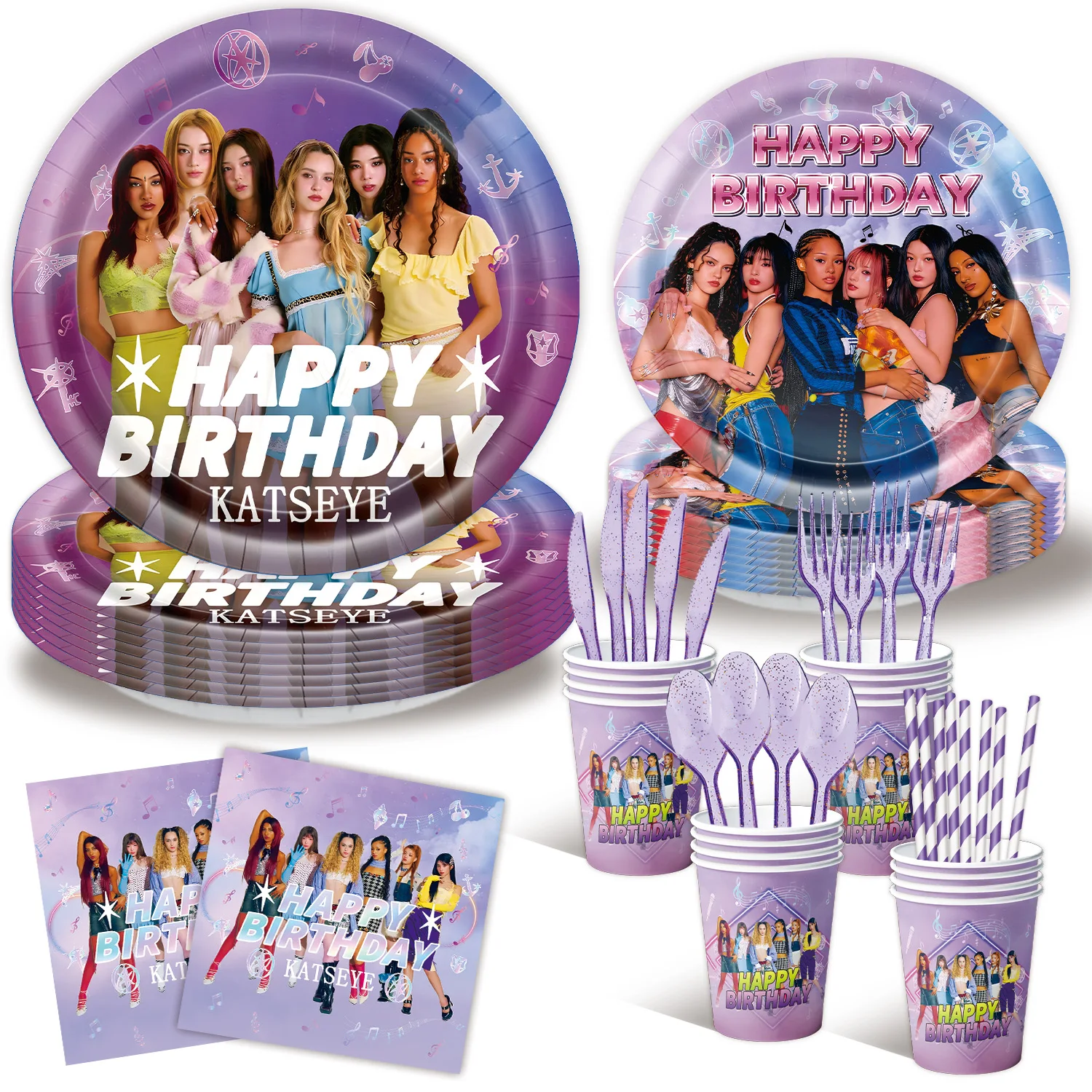Neue Katseye Geburtstagsdekoration Superstar Party-Favors Aufkleber Poster Ballons Hintergrundbanner Kuchendekoration Baby-Shower-Geschenk – Detail 5