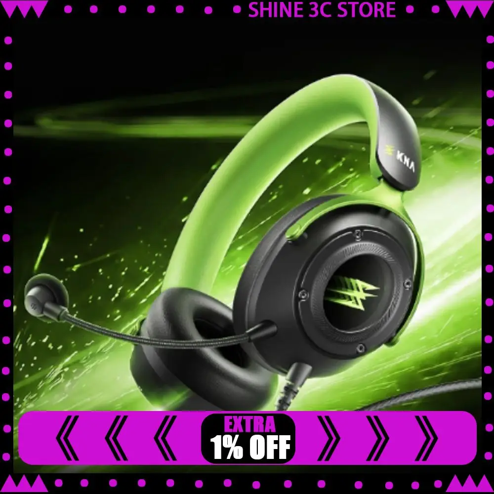 KNA Dark Pivot Wired Over‑Ear Gaming Headset FPS E‑Sports Headphone ENC Noise-canceling Mic Vibration Engine Sound Positioning
