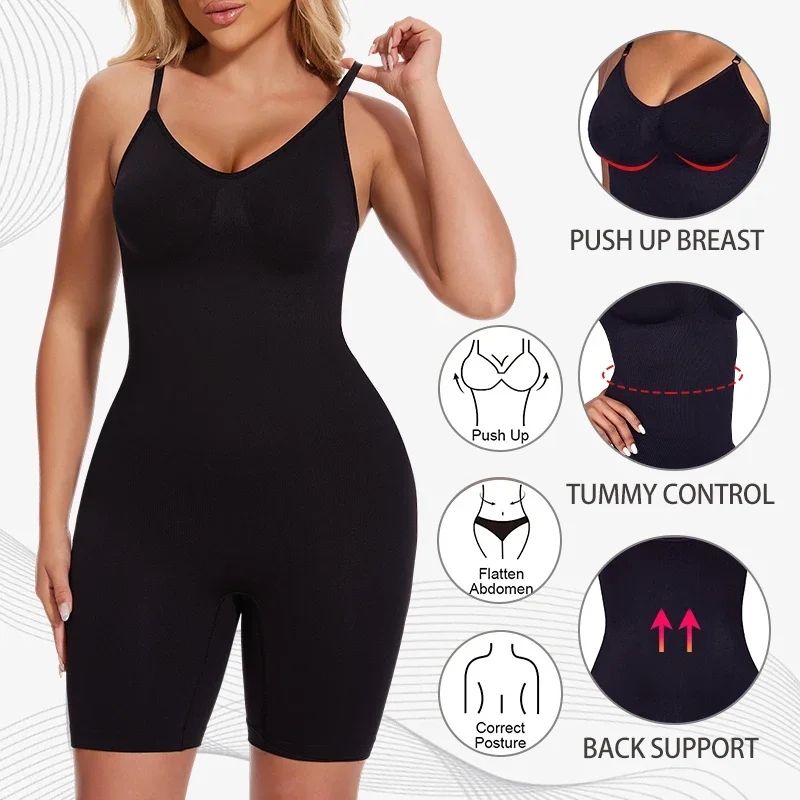 Nuevo Body moldeador para mujer, camiseta sin mangas con Control de barriga, moldeador de cuerpo completo, pantalones cortos antirozaduras, entrenador de cintura adelgazante, levantador de glúteos