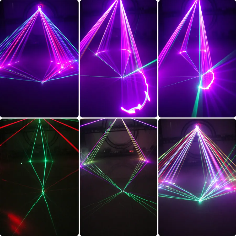 ESHINY 4 Lens 1W RGB Laser Scans Beam Light DJ Disco Lines Projector DMX512 Dance Bar Holiday Party Christmas Stage Show X3D2