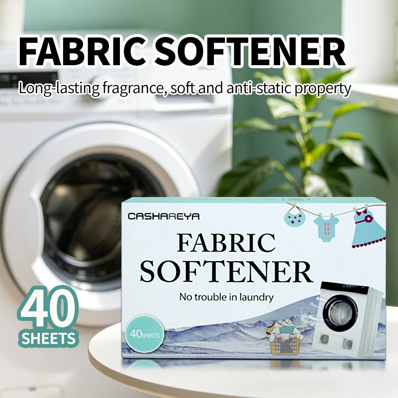 CASHAREYA Dryer Sheet Fabric Softener Anti-Static Linen Scent 40ct Tumble Dryer Wrinkle Reducer Home Deodorizer Closet Freshener