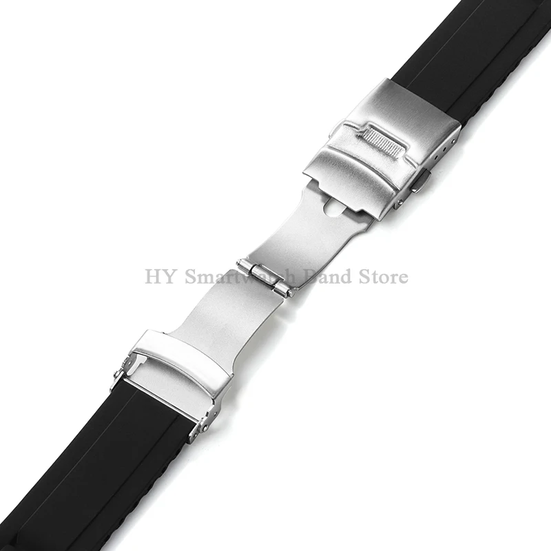 Curved End Silicone Watch Strap 20mm 22mm for Seiko for Rolex Wrist Band Folding Buckle Bracelet Replacement Men Sport Watchband