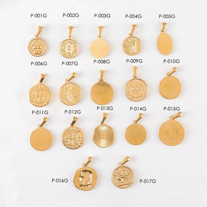 5PCS/Lot Ancient Roman Coin Charm Women Men Round Pendant Stainless Steel Gold Jewelry Pendentifs Bijoux Acier Inoxidable Femme