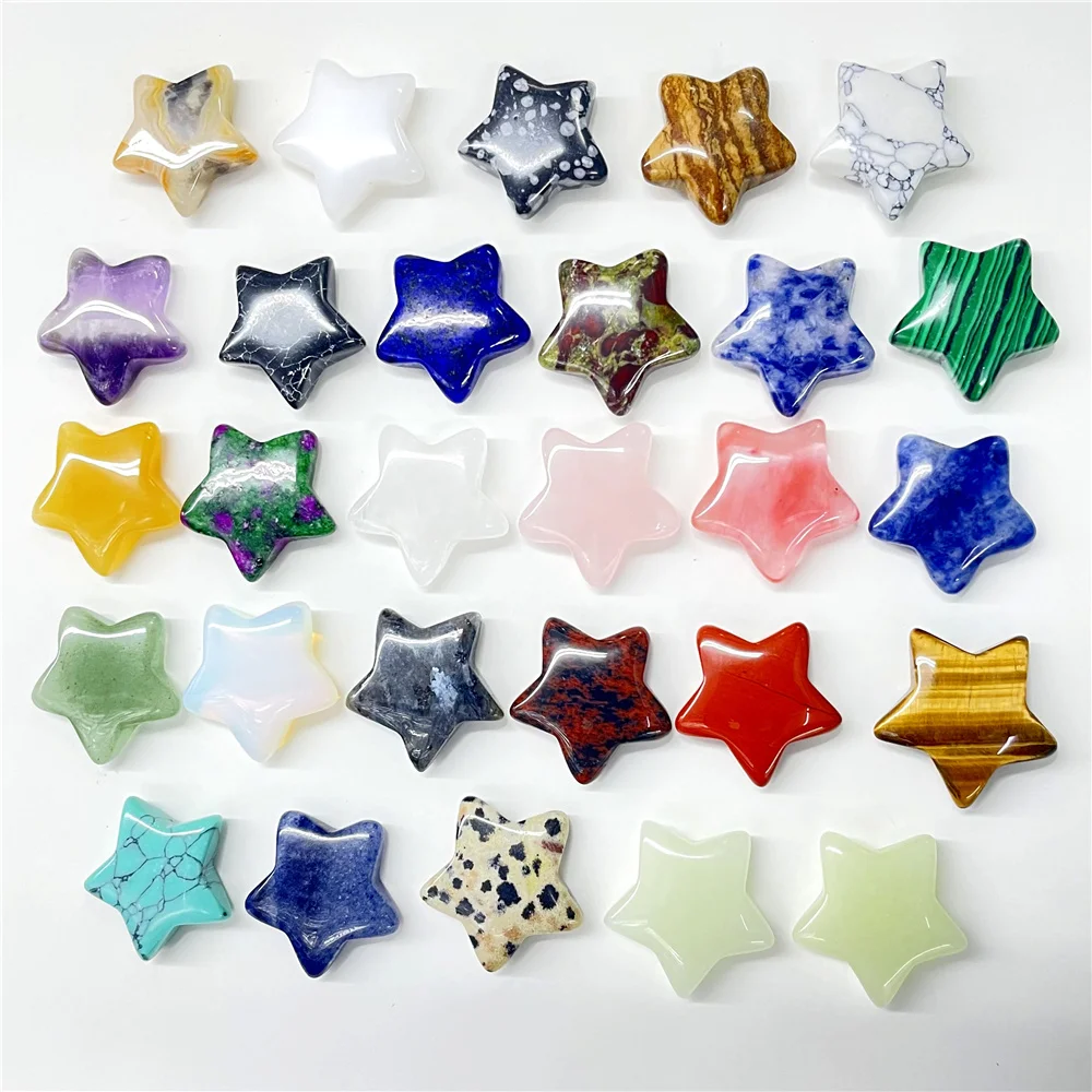 Natural GemStone Quartz Crystal Pentagram Five Pointed Star Shape No Hole Diy Charm Jewelry Making Home Decor Accessories 20Pcs