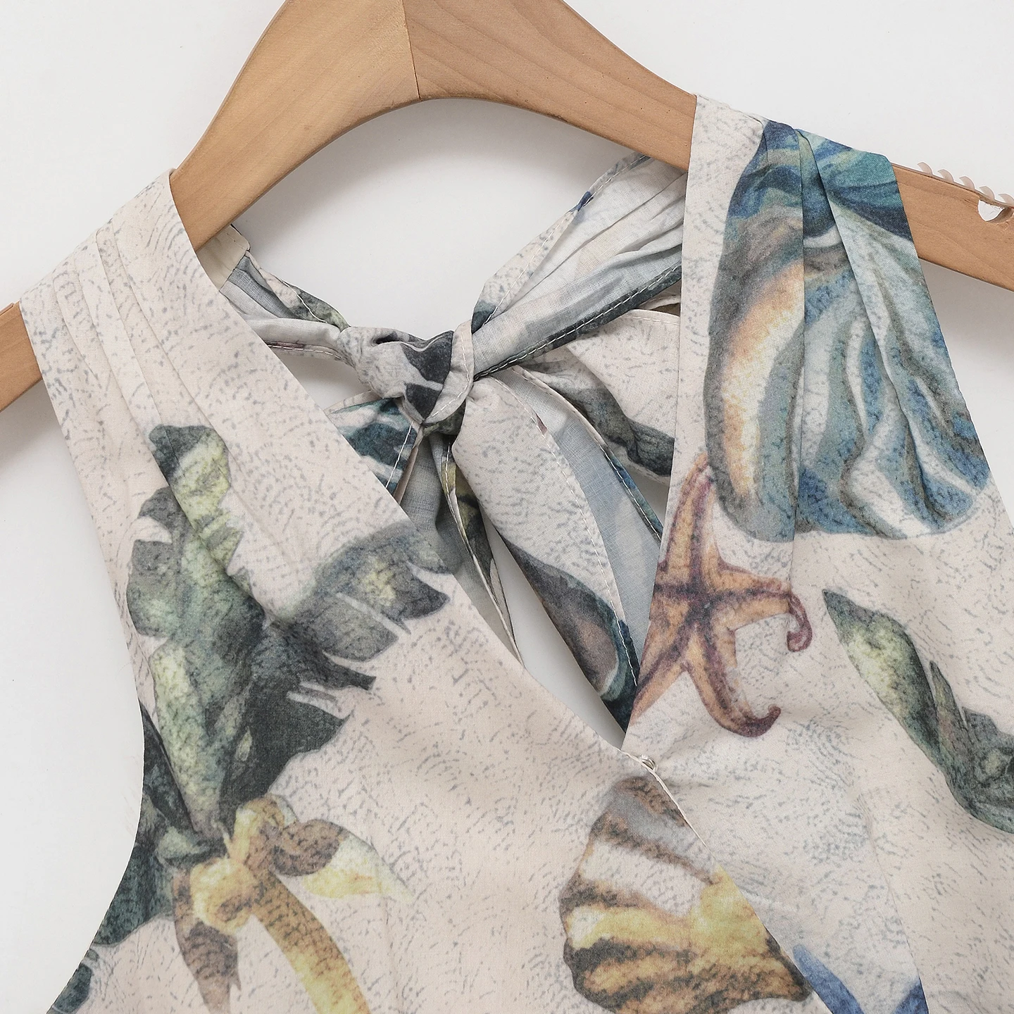 Summer Vacation Style Women's Shirt Dress with Slit Tie Back Cover up Two Piece Set Floral Print Half Skirt Island Style
