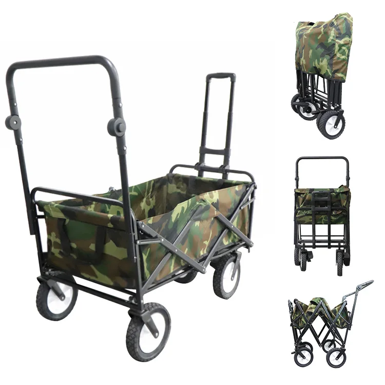 

Outdoor Rubber Beach Trolley Carts Multipurpose Collapsible Folding Garden Wagon for Camping Portable