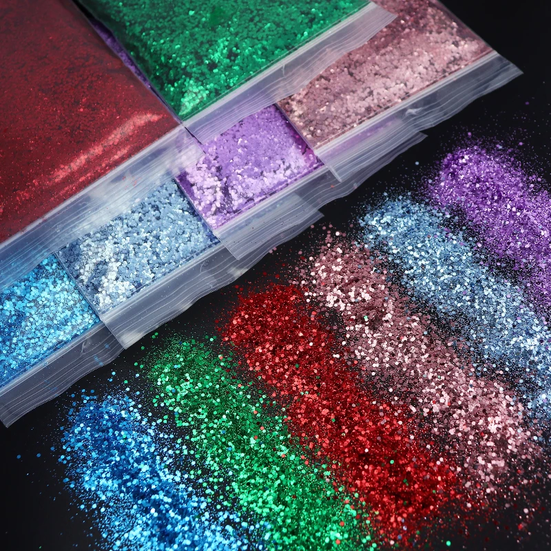 50G Shiny Nail Glitter Mixed Powder Sequin Decoration Solid Color Red Blue Bulk Fine Pigments DIY Craft Accesorios Nail Supplies