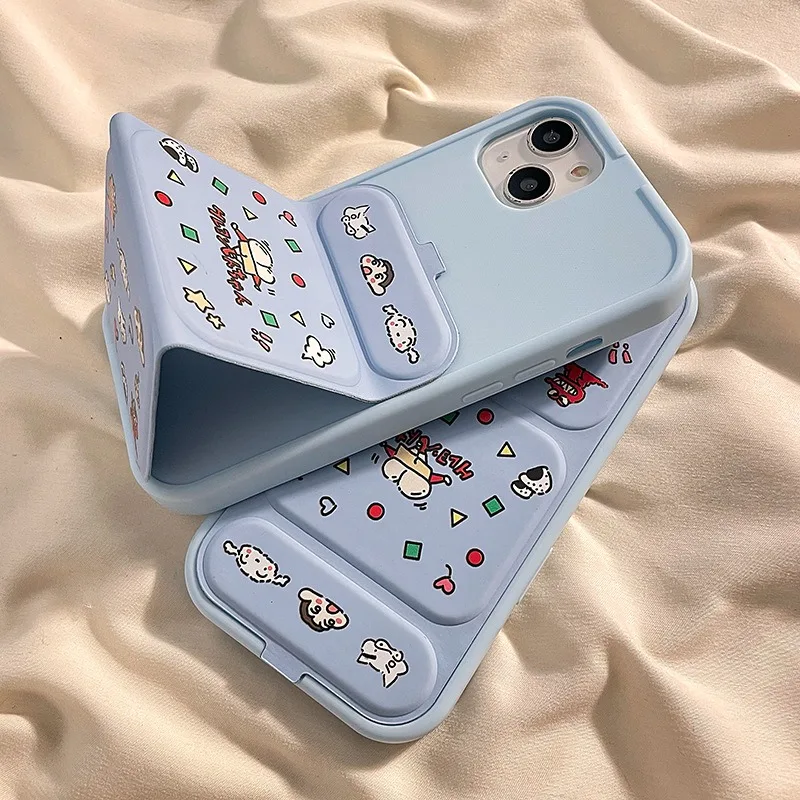 حافظة هاتف ناعمة من السيليكون مع حامل قابل للطي لهاتف آيفون 16 برو ماكس 15 14 13 غطاء حماية كرتوني #4