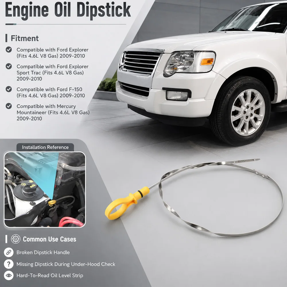 For Ford Explorer Sport F-150 Mercury Mountaineer 4.6L V8 2009-2010 Engine Oil Level Dipstick 9L3E6750AE 9L3Z-6750-A 9L3Z6750A