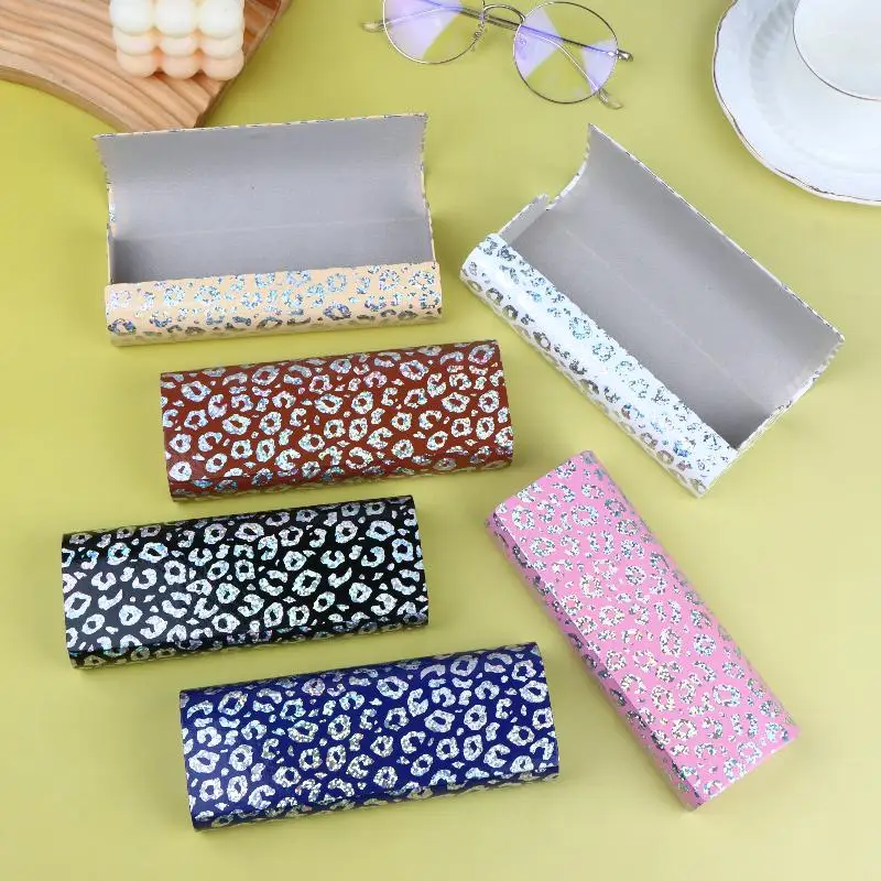 Leopard Print PU Leather Glasses Case Large Capacity Hard: Spectacle Storage Box Pressure Resistant Portable