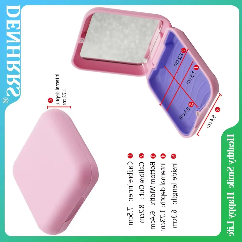 

Square Denture Storage Plastic Magnetic Suction Box With Mirror High Quality Organizer Case Dental Retainer