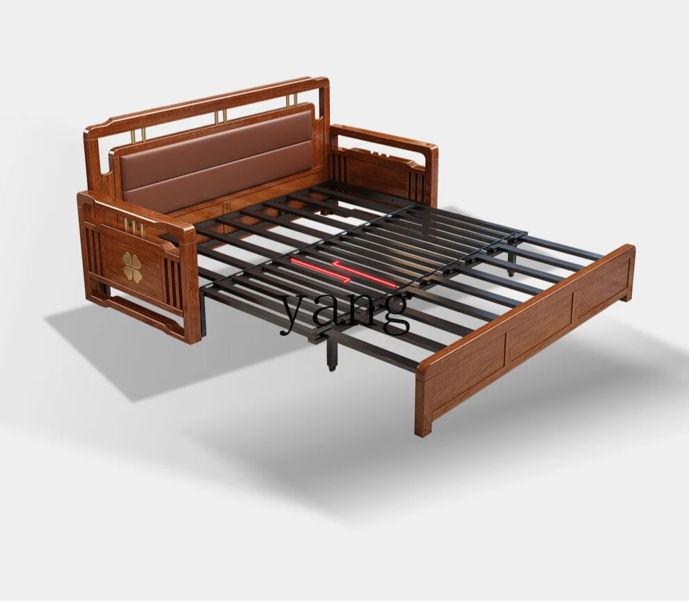 LMM solid wood sofa bed folding dual-purpose Chinese living room small apartment multi-functional telescopic bed