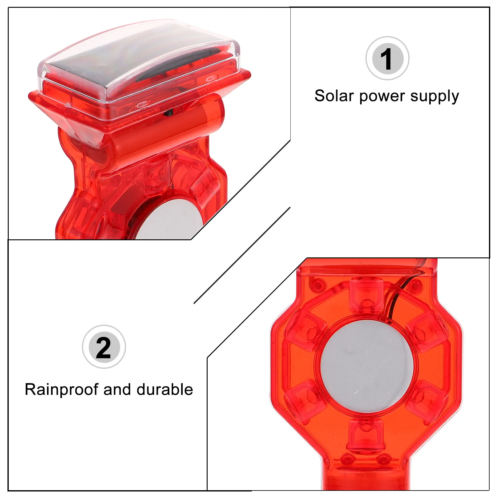 

Double Sided Solar Signal Light Strobe Emergency Beacon Yellow Fits Road Construction Outdoor Use Durable Waterproof