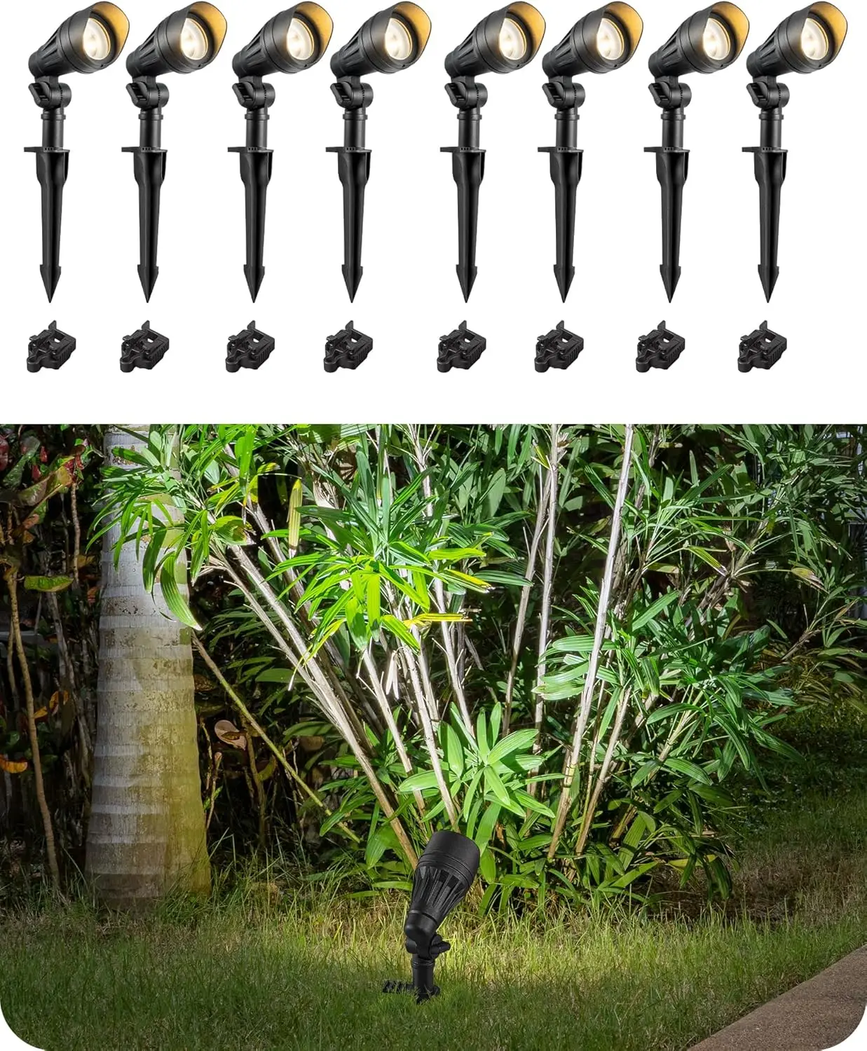 Luces de paisaje de bajo voltaje, foco de 3,2 W 12 V CA/CC 240 LM, 3000 K, 35 ° Ángulo de haz, CRI 80, Iluminación exterior de aluminio para árboles