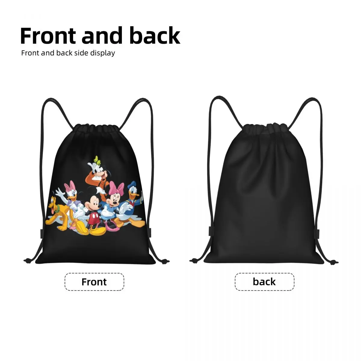 Custom Mickey Mouse Minnie Drawstring Backpack Women Men Sport Gym Sackpack Foldable Disney Cartoon Training Bag Sack