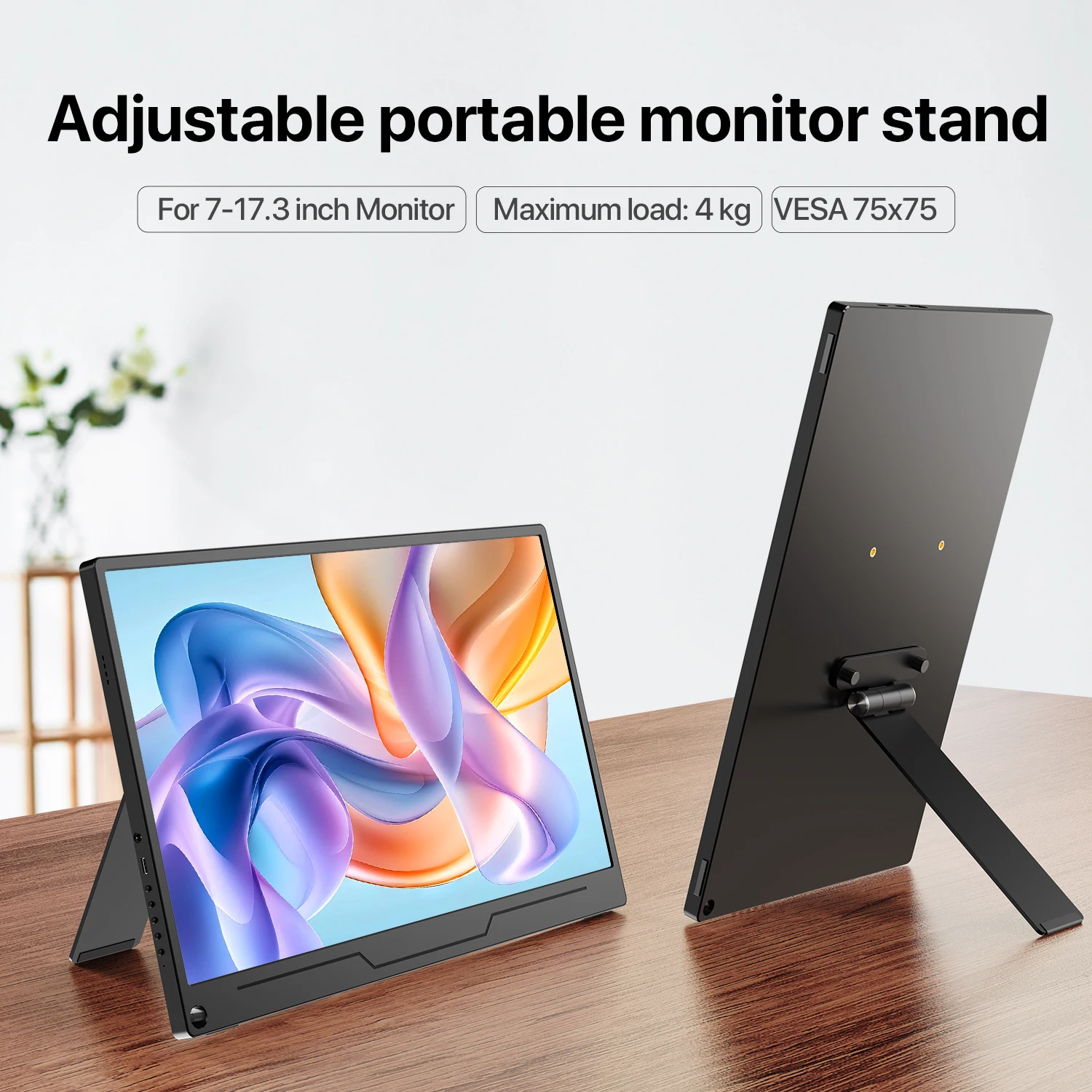 EVICIV 휴대용 VESA 모니터 스탠드 75x75mm 높이 조절 가능한 틸트 데스크 마운트(핸드 스크류 포함) 여행용 사무실용