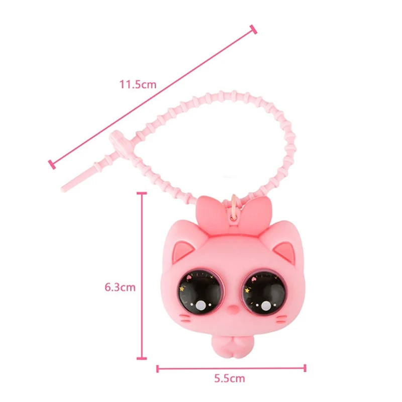 أزياء لطيف كبير العينين القط الضغط المفاتيح الإبداعية كبيرة العين القط قلادة على ظهره سيارة الحبل كيرينغ الحلي #6