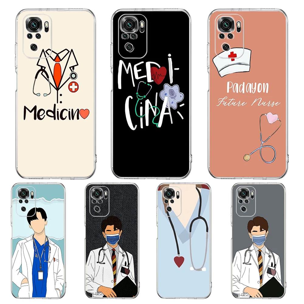 Nurse Medical Medicine Phone Case Cover for Redmi Note 10 11 11T 7 8 8T 9 K40 Gaming 9A 9C Pro Plus Transparent Shell Capas Bags