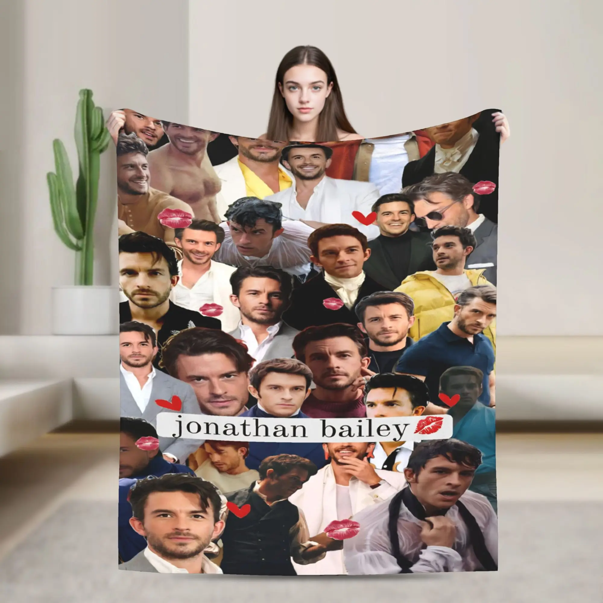 Jonathan Bailey Actor Knitted Blanket  Fuzzy Throw Blankets Bedroom Sofa Printed Soft Warm Bedspread