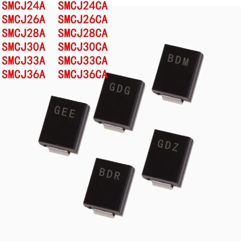 50 stks SMCJ24A SMCJ24CA SMCJ26A SMCJ26CA SMCJ28A SMCJ28CA SMCJ30A SMCJ30CA SMCJ33A SMCJ33CA SMCJ36A 36C Op Voorraad Groothandel