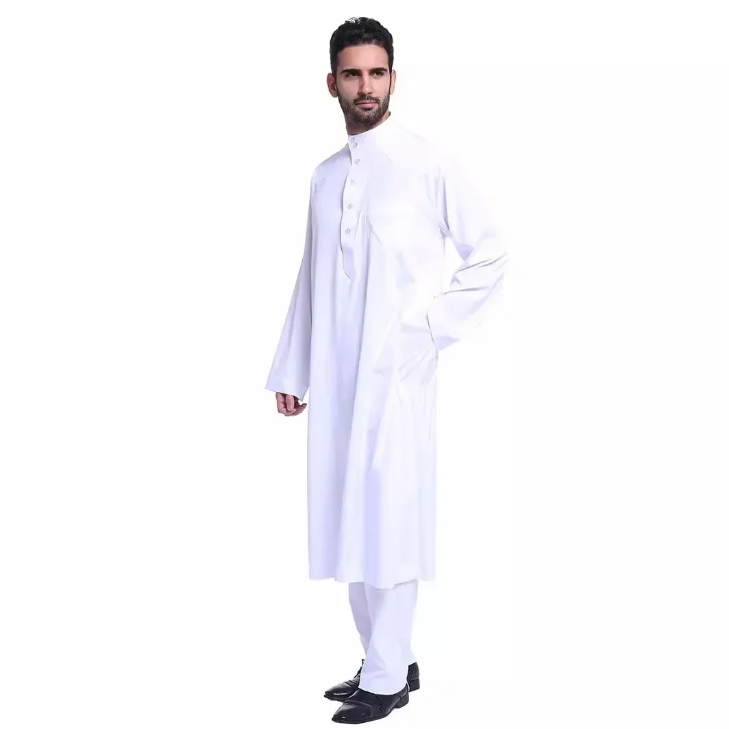 Zestaw szlafroków muzułmańskich dla mężczyzn Abaya w nowym stylu, Dubaj, Pakistan, szaty muzułmańskie na Bliskim Wschodzie, szaty muzułmańskie w jednolitym kolorze z Arabii Saudyjskiej S-3XL