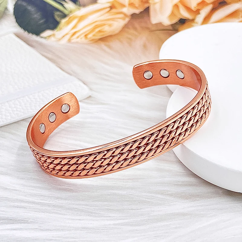 Magnetic Pure Copper Bracelet Bangle Wristband Unisex Jewelry Health Accessories