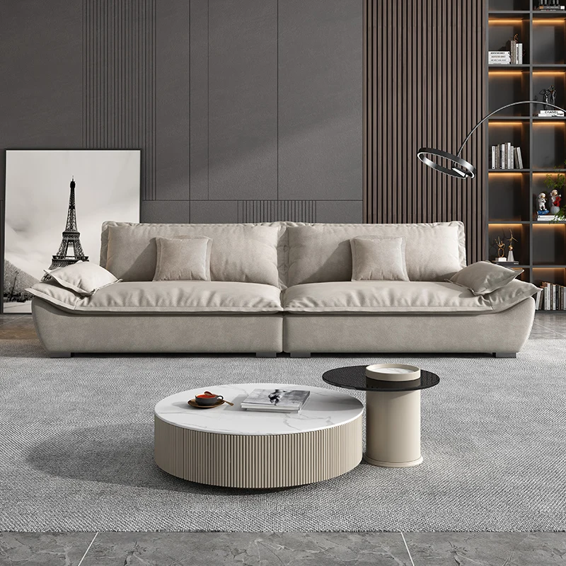 #Light Luxury Sailing Technology Cloth Sofa Straight Row Living Room Minimalist Modern Nordic Cloth Three Seater Sofa