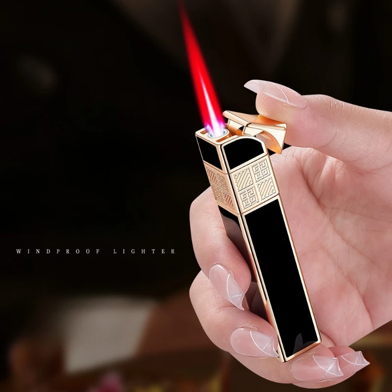 Metal Mini Gas Lighter Butane Inflatable High Flame Smoking Accessories Windproof Red Flame Ignition Tool Lighters for Gifts