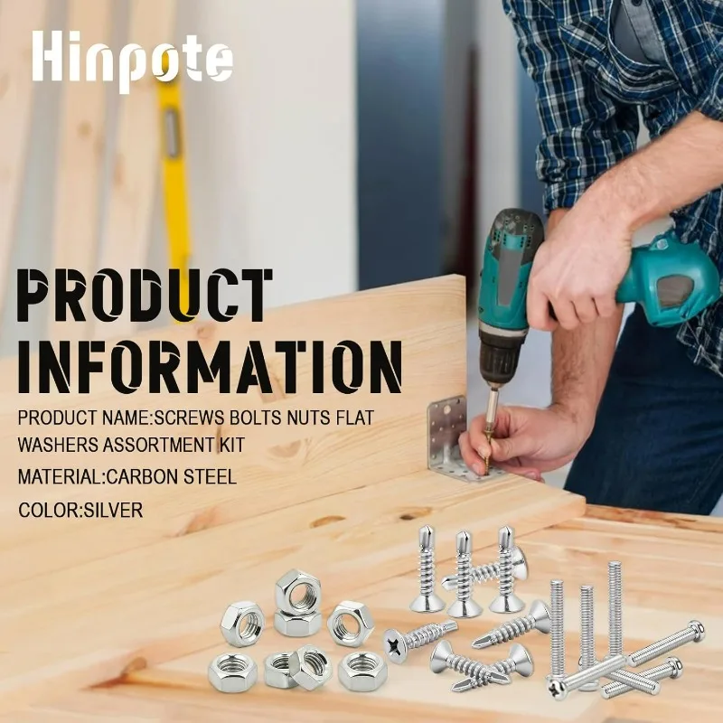 Mur Flens Segi Enam Bergerigi Baja Tahan Karat, Mur Segi Enam Pengunci Sendiri, Pengikat Ulir, Mur untuk Sekrup, Perlengkapan Perangkat Keras, Kit Aneka Ukuran M3-M12