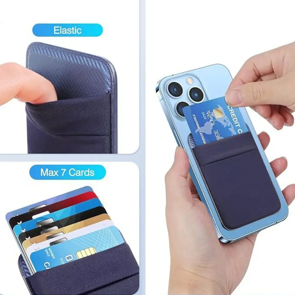 For Magsafe Wallet Magnet Phone Card Bag Double Layer Elastic Lycra Mobile Phone Case Safety for iPhone/Samsung Galaxy