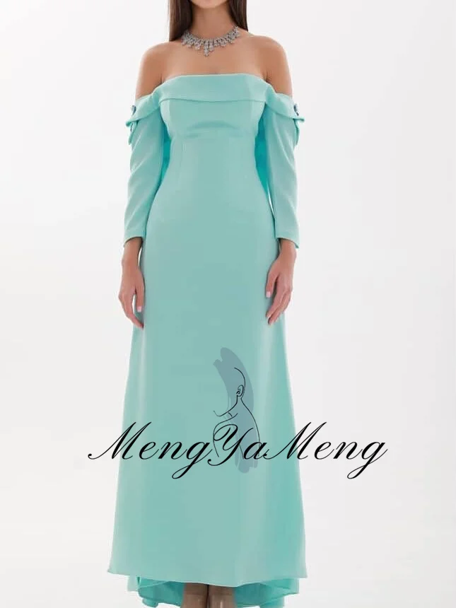 ZHUISHU Mintgrüne Ballkleider mit U-Boot-Ausschnitt und langen Ärmeln und Applikationen, maßgeschneiderte Saudi-Kleider für formelle Anlässe in A-Linie